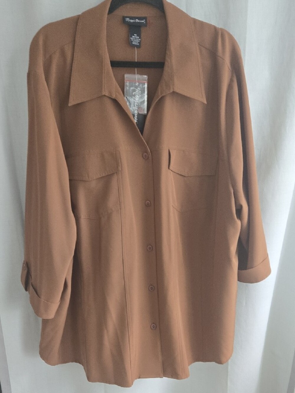 Maggie Barnes Caramel Brown Collared Button Shirt - Picture 6 of 14
